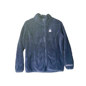 Disney World Disney Parks Sz XS Fuzzy Navy Blue Full Zip Fleece Jacket Womens